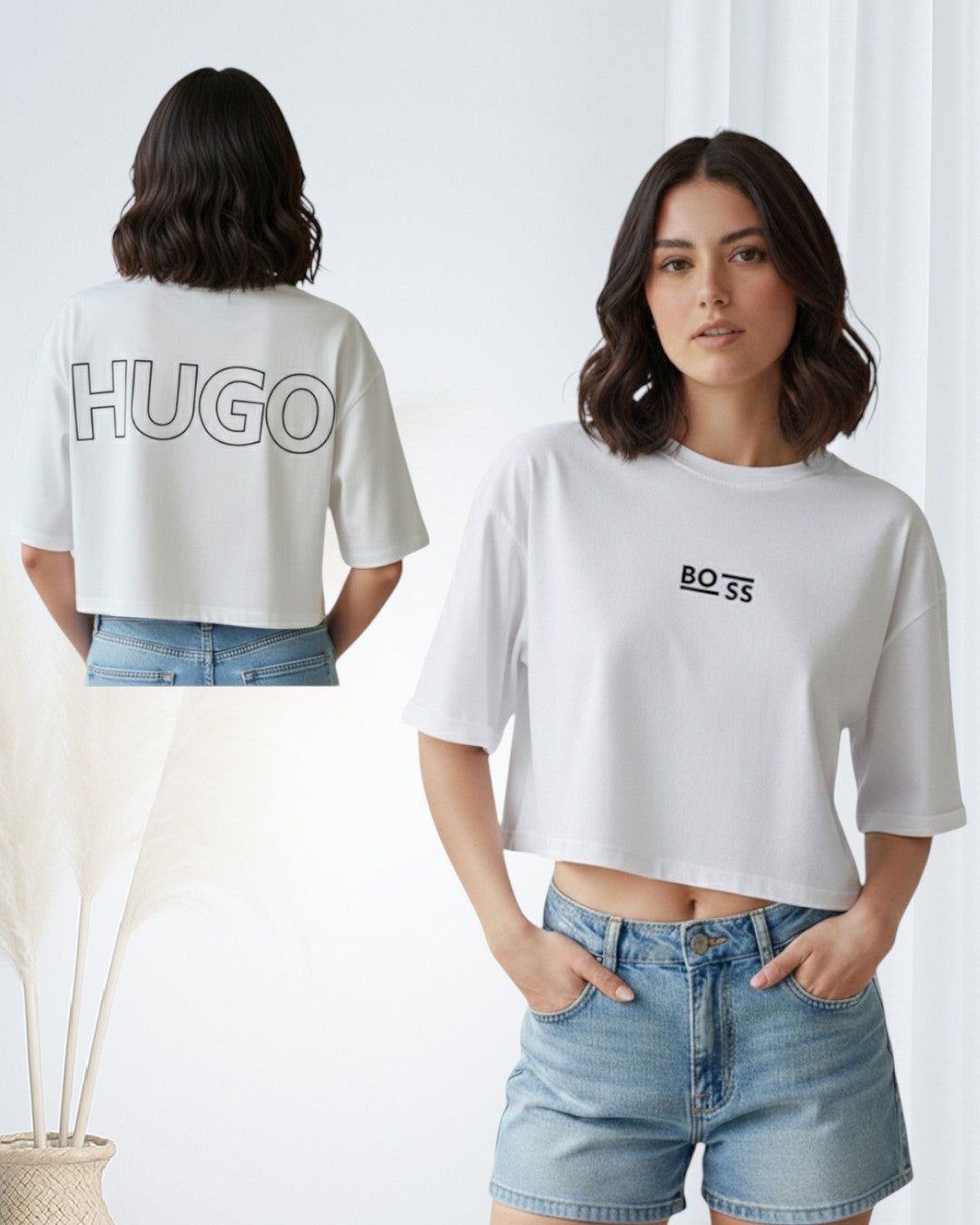 Blusa OVERSIZE CORTA en Tela Fría HUGO BOSS