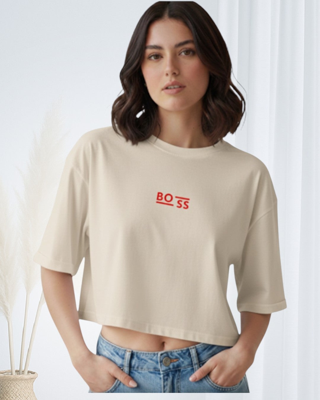 Blusa OVERSIZE CORTA en Tela Fría HUGO BOSS