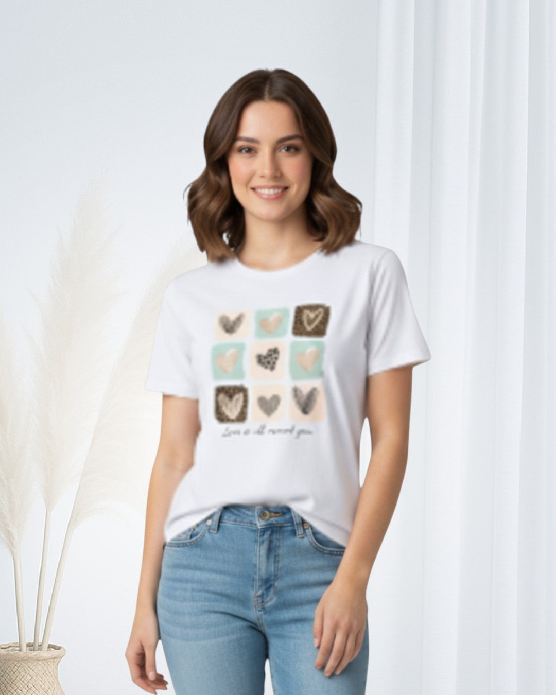 Blusa Versátil en Tela Fría con Corazones