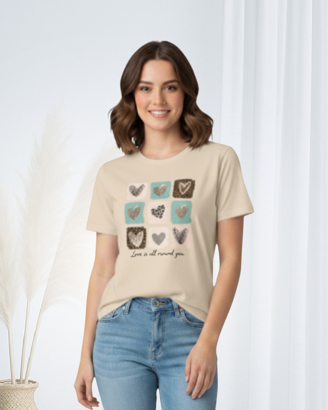 Blusa Versátil en Tela Fría con Corazones