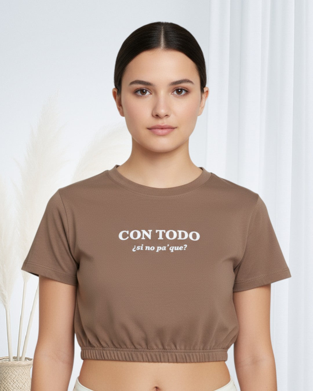 Blusa en Tela Fría Ajustada en Cintura