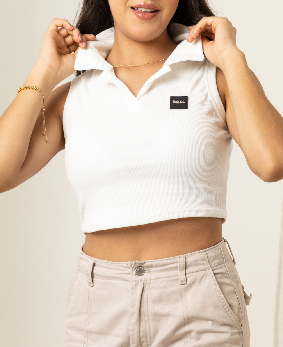 Blusa sin mangas con cuello tipo polo
