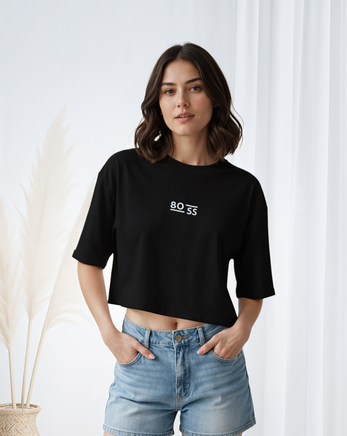 Blusa OVERSIZE CORTA en Tela Fría HUGO BOSS
