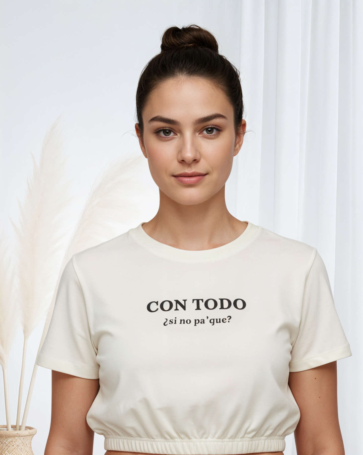 Blusa en Tela Fría Ajustada en Cintura