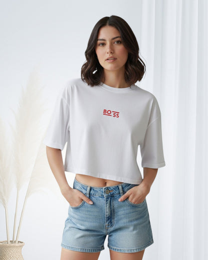 Blusa OVERSIZE CORTA en Tela Fría HUGO BOSS