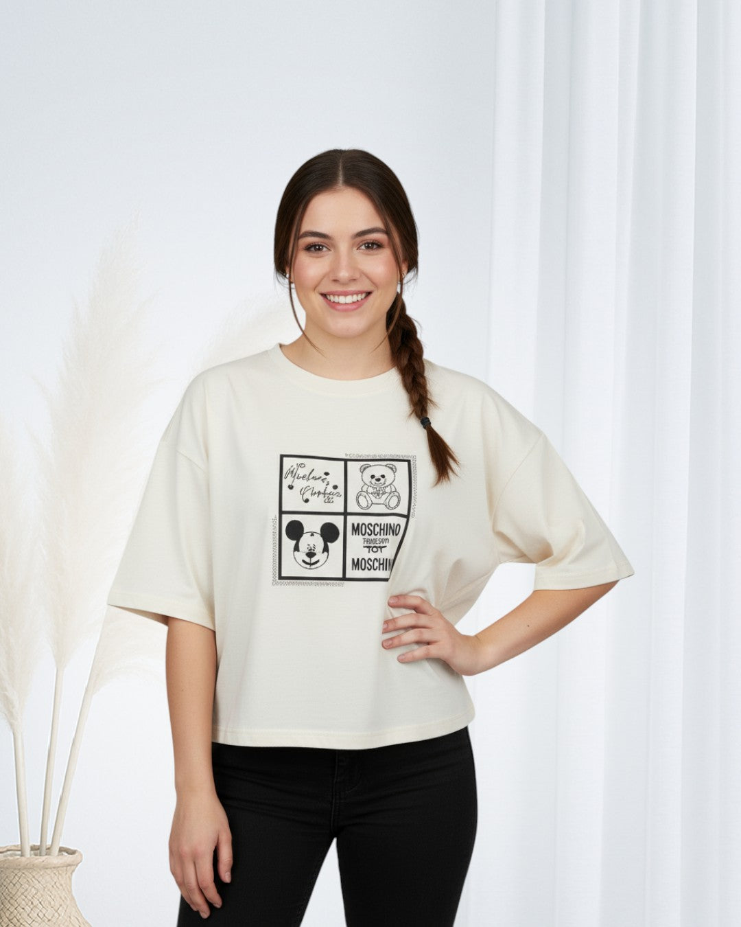 Blusa en Tela Fría MOSCHINO OVERSIZE CORTA