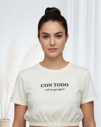 Blusa en Tela Fría Ajustada en Cintura