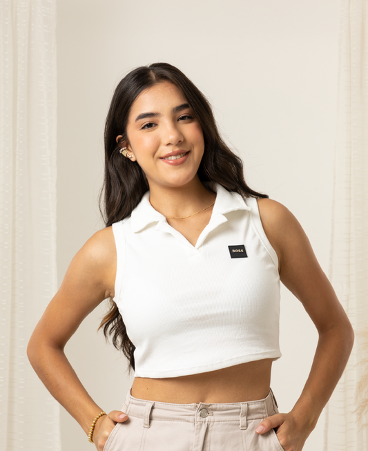 Blusa sin mangas con cuello tipo polo