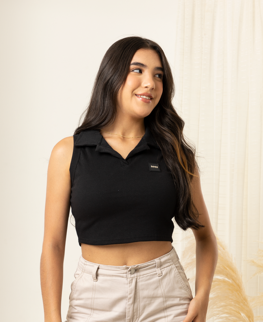 Blusa sin mangas con cuello tipo polo