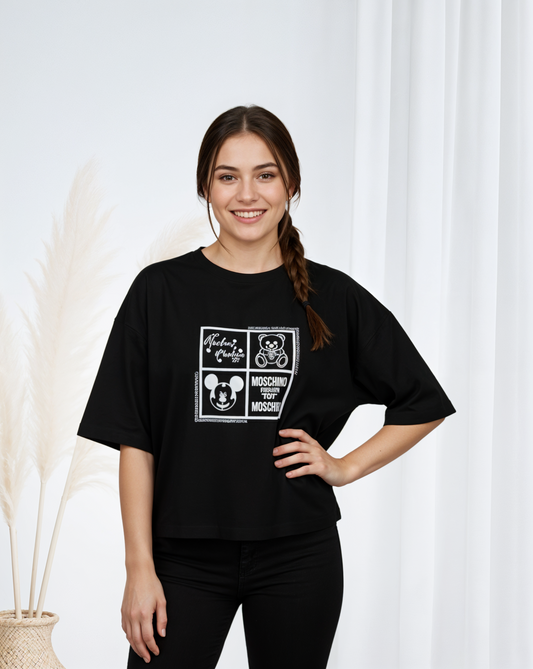 Blusa en Tela Fría MOSCHINO OVERSIZE CORTA